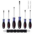6-Piece Magnetic Screwdrivers Set with Organizer,Flat Head/Slotted/Phillips/Torx Screwdriver Tools Set,Chrome Plating...