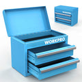Mini Metal Tool Box with 2 Drawers and Top Storage, Small Tool Chest with Liners and PP Feet Pads, Cold Rolled Steel ...