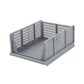 Kids Collapsible Stacking Plastic Storage Bin, Grey, 13 in x 17 in x 1.3 in