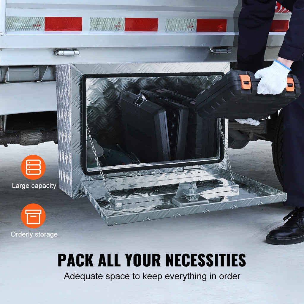 Truck Underbody Storage, 24"x14"x16" Pickup Organizer, Robust Aluminum Diamond Plate Toolbox with Secure Lock and Key... - Image 3