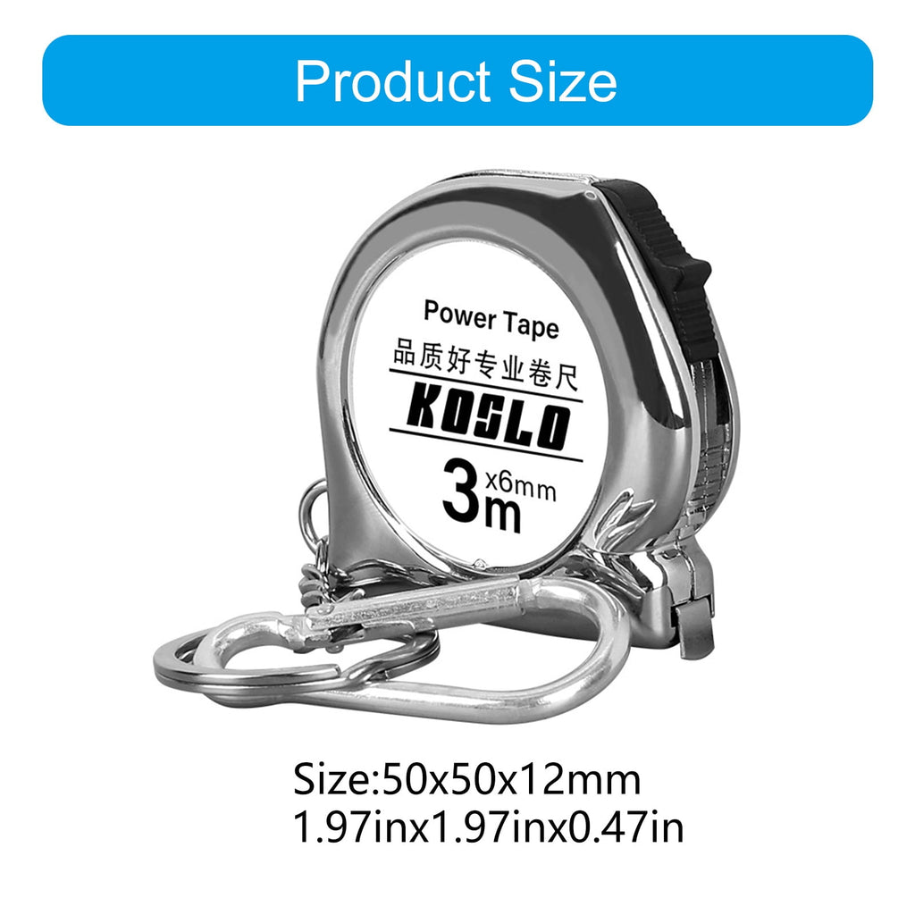 Pocket Sized Retractable Measuring Tape 3Meter Steel Scale Tape Measure Carabiner Mount Lightweight ABS Construction - Image 3