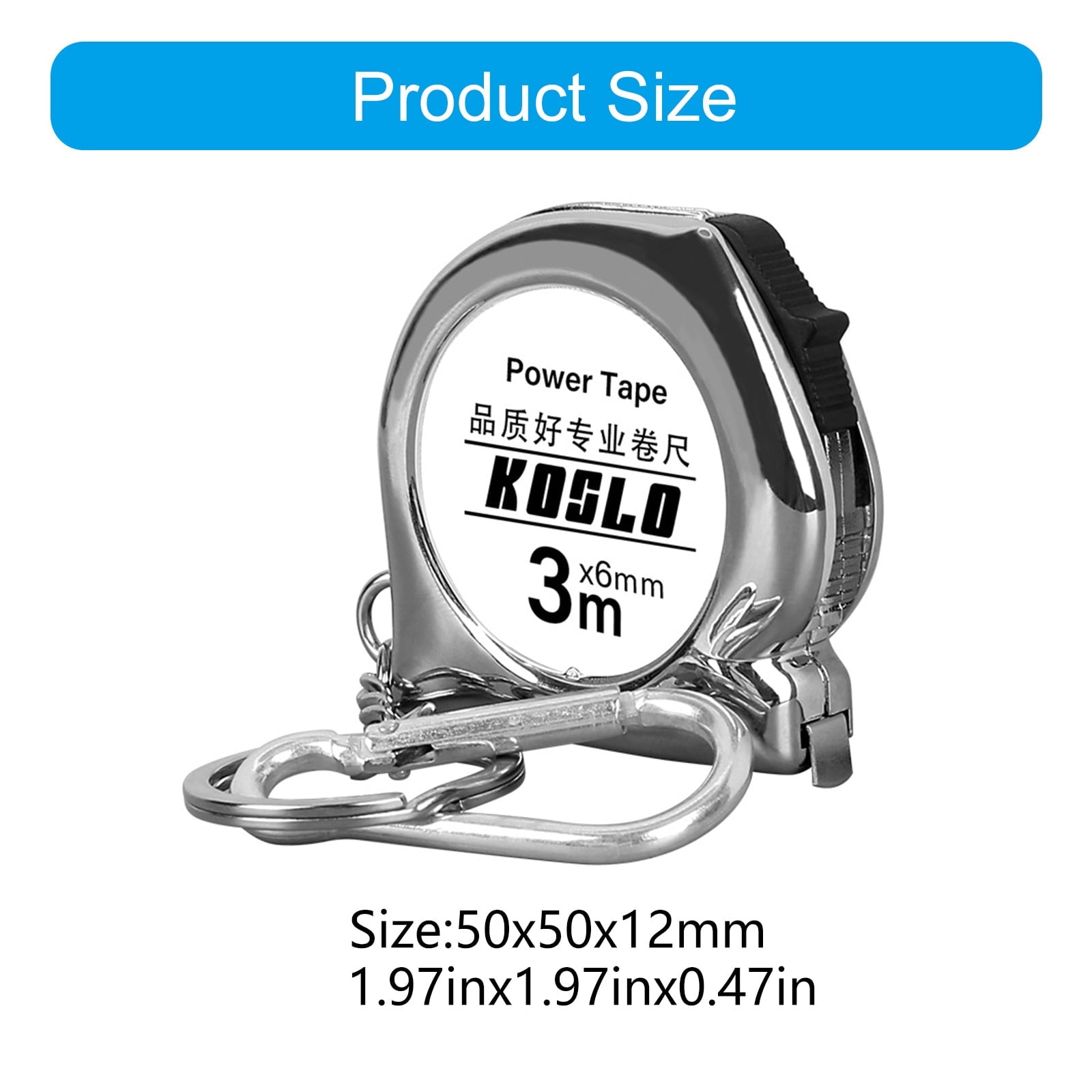 Pocket Sized Retractable Measuring Tape 3Meter Steel Scale Tape Measure Carabiner Mount Lightweight ABS Construction - Image 3