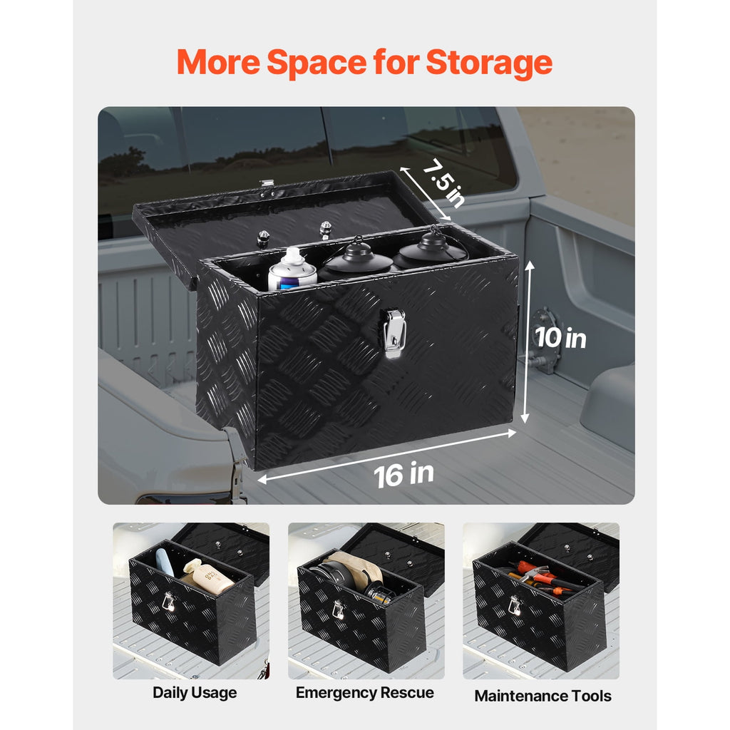 Durable Aluminum Truck Bed Tool Box, Textured Storage Box with Side and Top Handles, Organizer Chest for Trailers, Pi... - Image 2