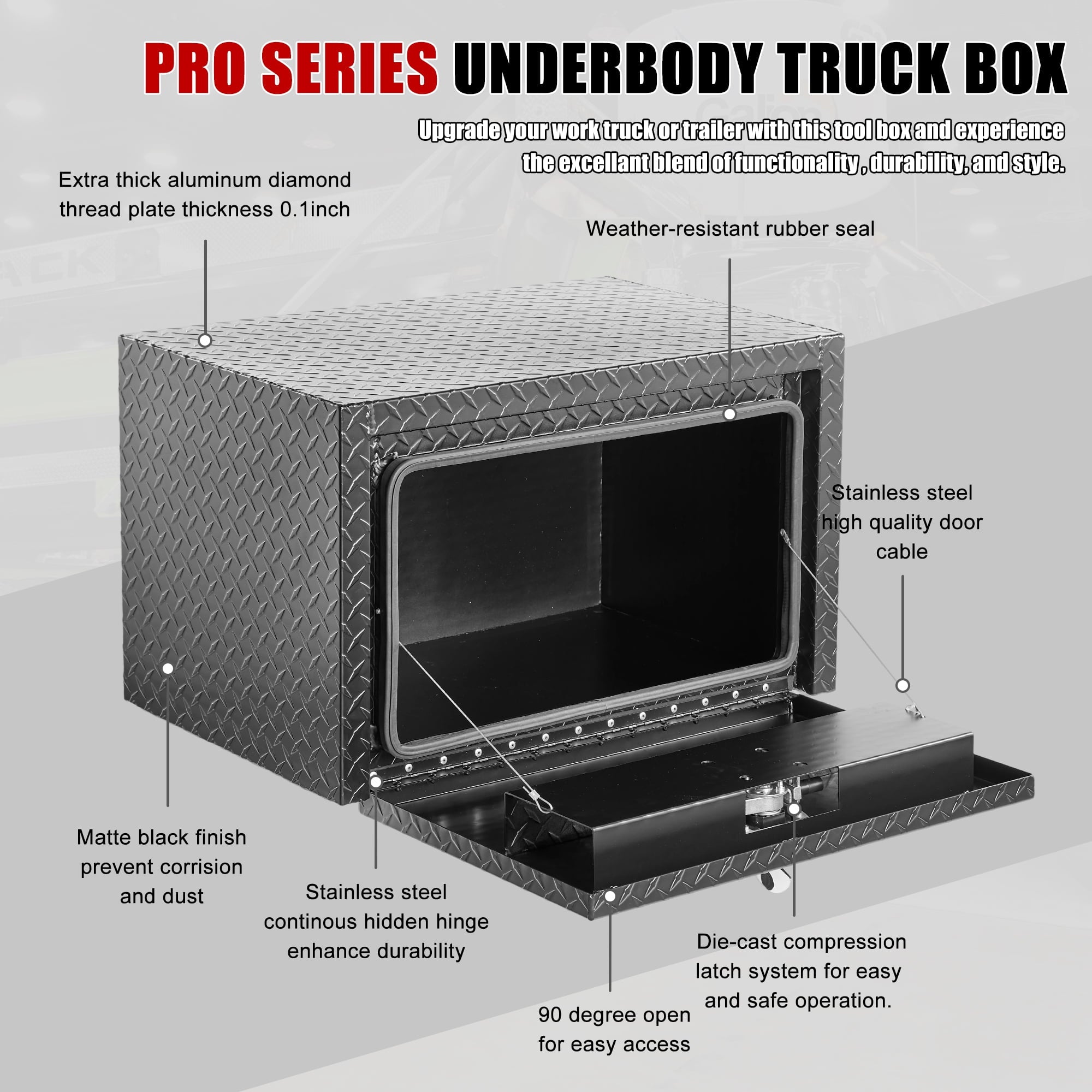 30 Inch Aluminum Underbody Truck Tool Box Heavy Duty Underbed Toolbox Tool Storage Organizer Chest With Lock And Keys... - Image 3