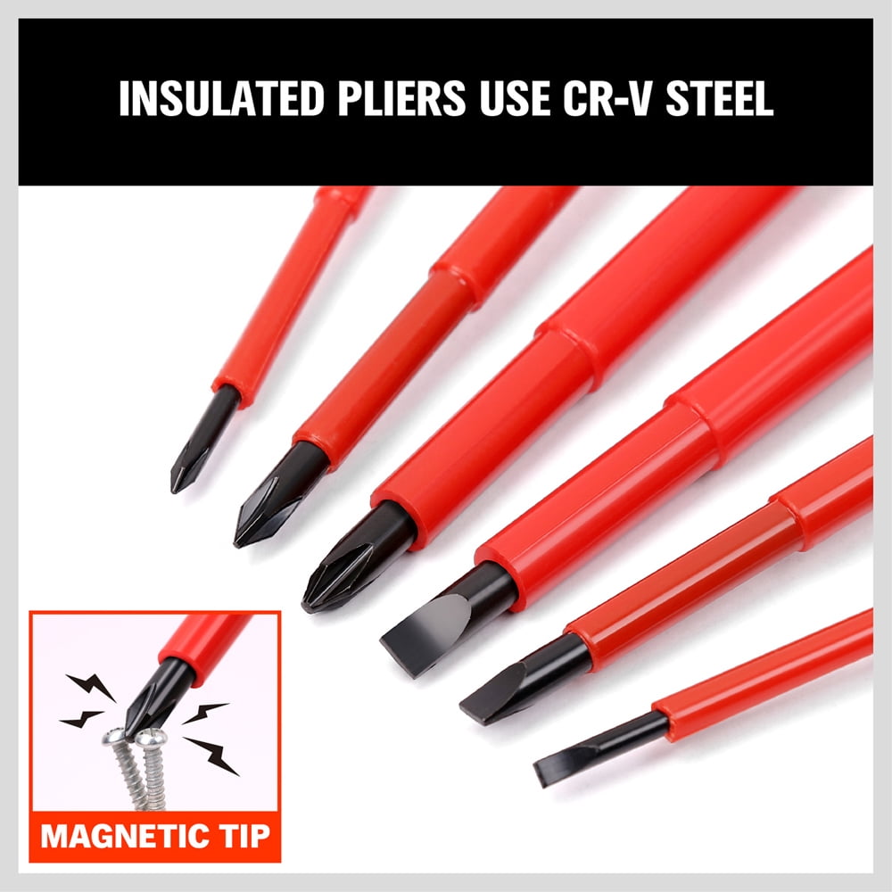 6pc Electrician's Insulated Magnetic Electrical Hand Screwdriver Tool Set Slotted Phillips New - Image 6