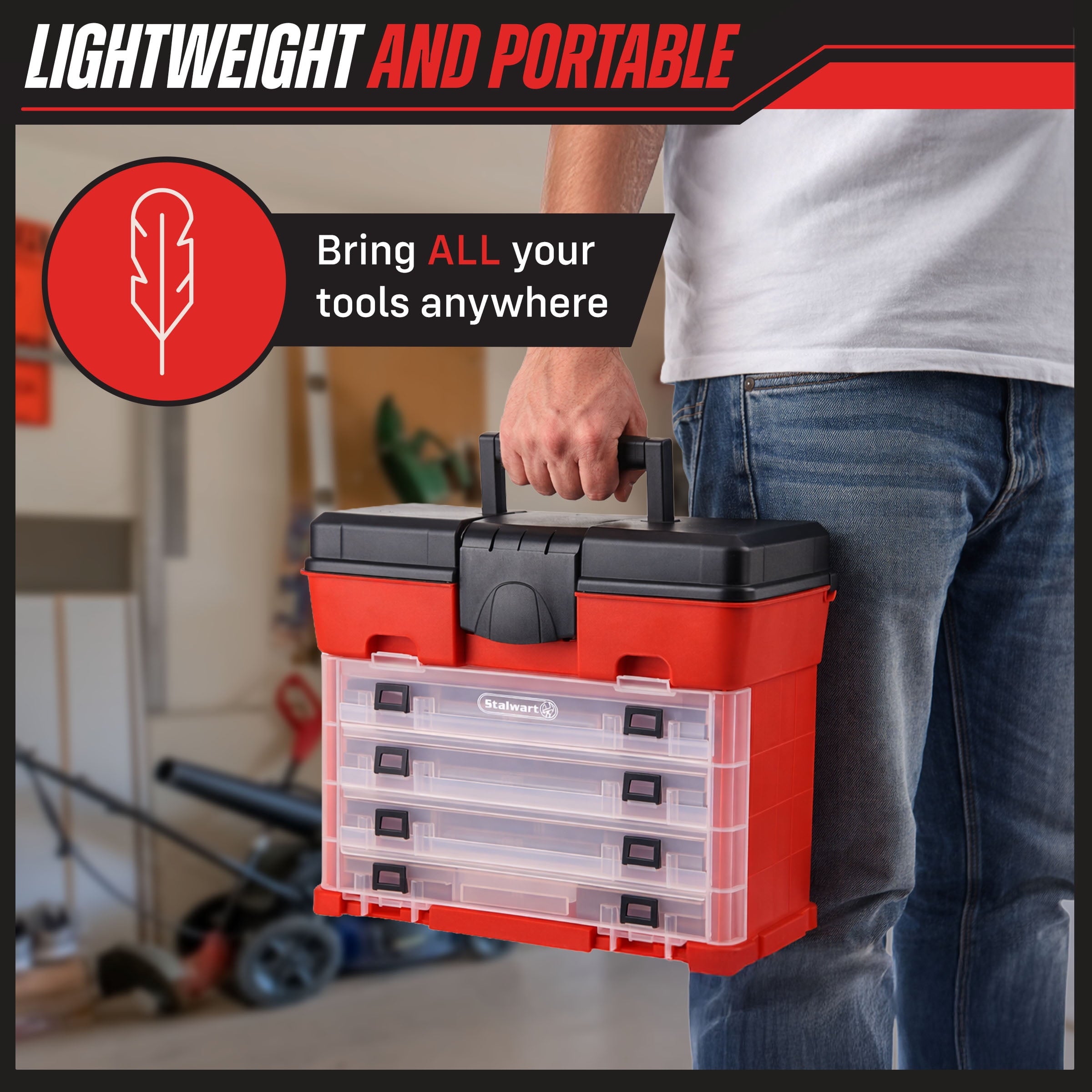 Portable Tool Storage Box - Small Parts Organizer with 4 Trays - Image 5