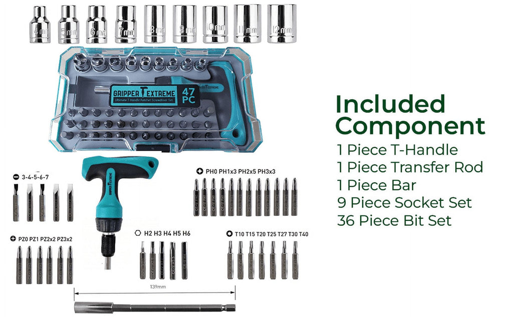 T-HANDLE RATCHET MULTI-BIT SCREWDRIVER SET - Image 2