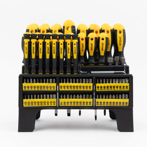 100-Piece Magnetic Screwdriver Set with Plastic Rack, Includes Slotted/Phillips/Torx Precision Drivers, Non-Slip Rubb... - Image 2
