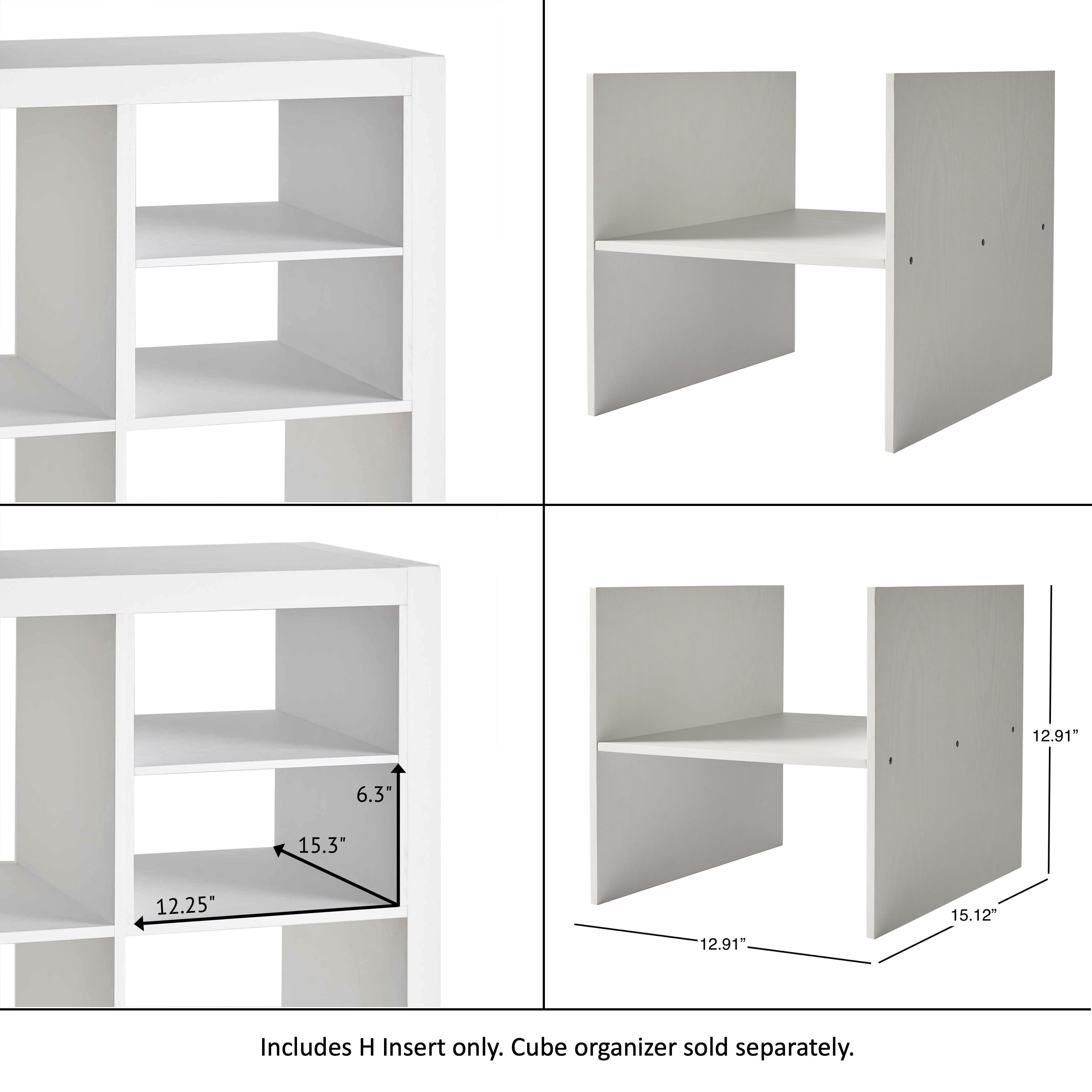 Better Homes &amp; Gardens H Shelf Insert for Cube Organizers, White Texture