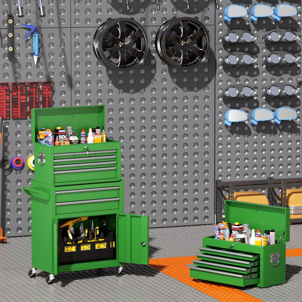 & Cabinet, Large Capacity 8-Drawer Rolling Box Organizer with Wheels Lockable, Green - Image 2