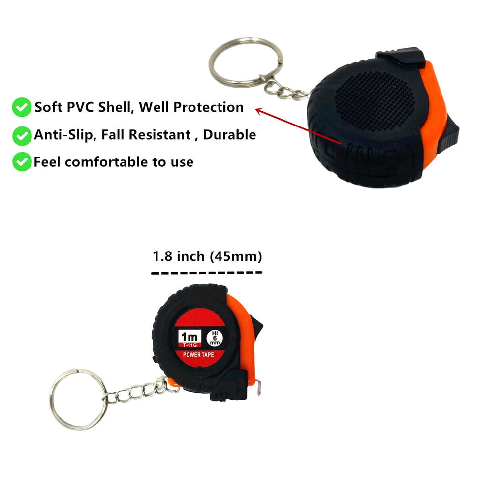 3 Pieces 1m/3ft Mini Keychain Portable Retractable Steel Tape Metric/Inch Measuring Tape Ruler Slide Lock for Body Measure, Kids Adult (3) - Image 2