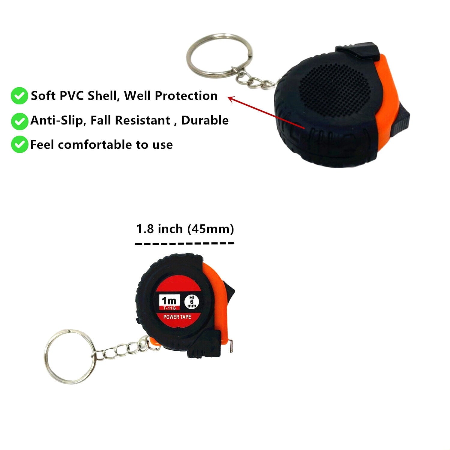 3 Pieces 1m/3ft Mini Keychain Portable Retractable Steel Tape Metric/Inch Measuring Tape Ruler Slide Lock for Body Measure, Kids Adult (3) - Image 2