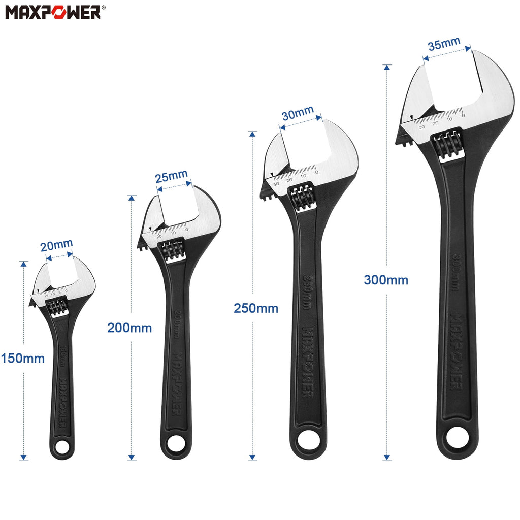 Adjustable Wrench Set, Forged, Heat Treated, Black Phosphate Finish Adjustable Wrenches, 4 Pack (6-inch, 8-inch, 10-i... - Image 2