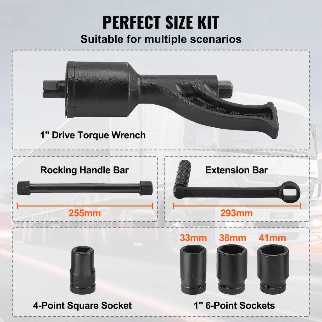 Torque Wrench, 1" Drive Heavy Duty Torque Multiplier Wrench with 4 Sockets (21-41mm), Drive Lug Nut Wrench/Multiplier... - Image 3