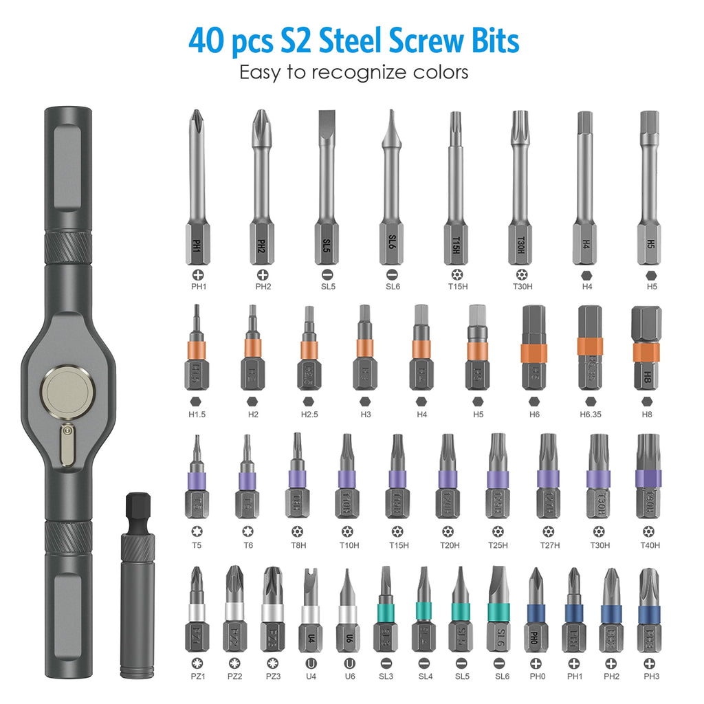 Screwdriver Set, 42 in 1 Magnetic Ratchet Screwdriver Set with T Handle Multi Bits Screwdriver for Electronics Mainte... - Image 6