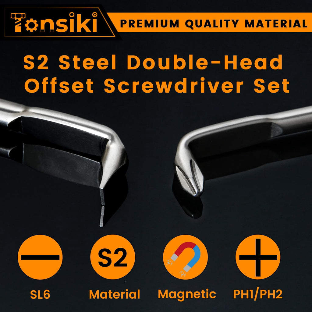 2pcs Offset Screwdriver Set, 90 Degree Screwdriver, Z-type Right Angle Screwdriver for Tight Space, Magnetic Philips ... - Image 3