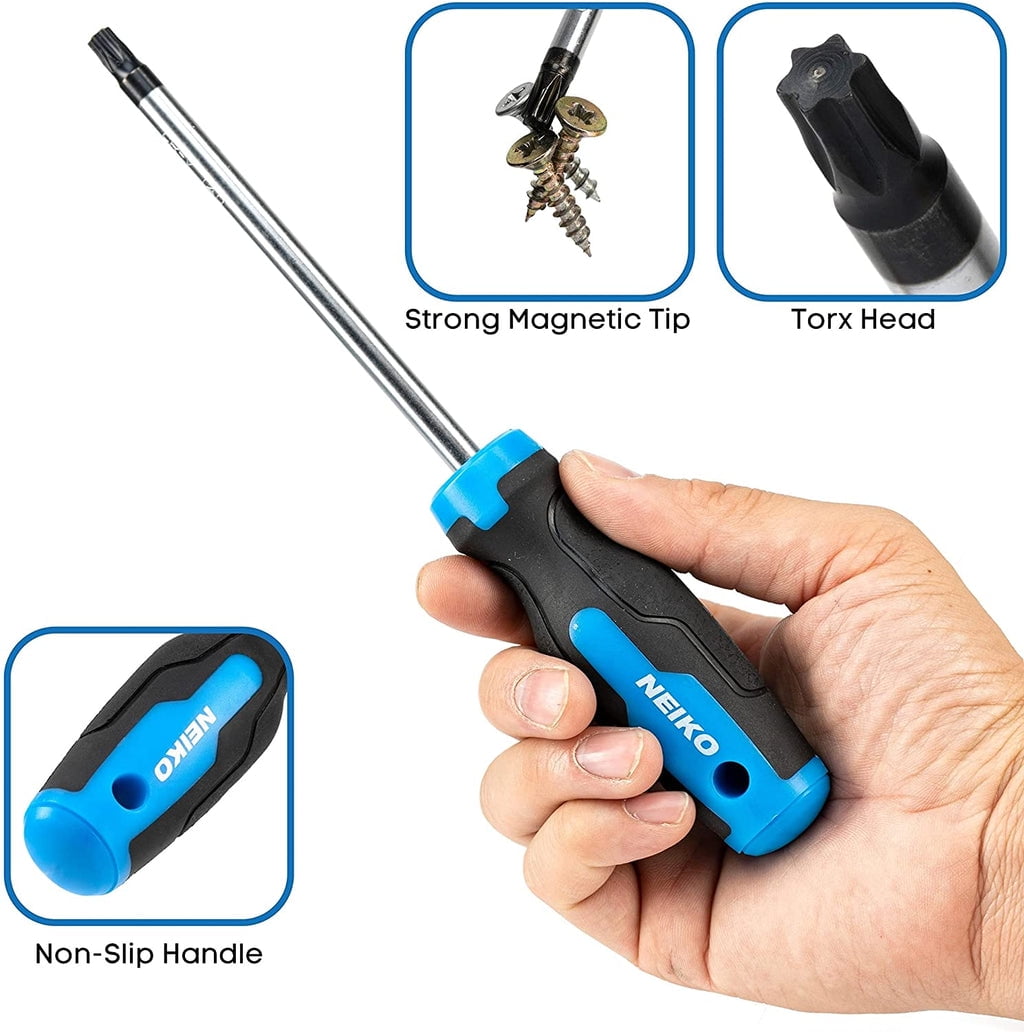 NEIKO 01377A Magnetic Torx Screwdriver Set | 12 Piece | T5  T40 | 6 Point Star Head Driver | Heat Treated Chrome Vanadium Steel | Non Slip C - Image 6