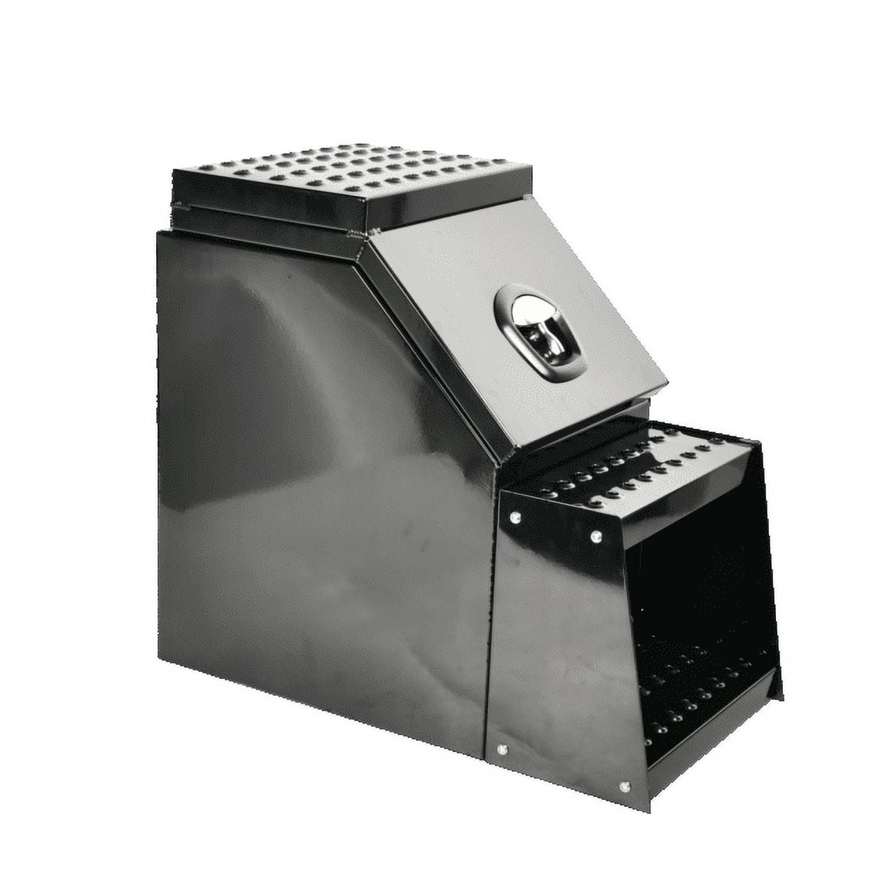 Aluminum Side Mount Semi Truck Tool Box with Saddle Step&Lock 25"x28"x15" Black - Image 2