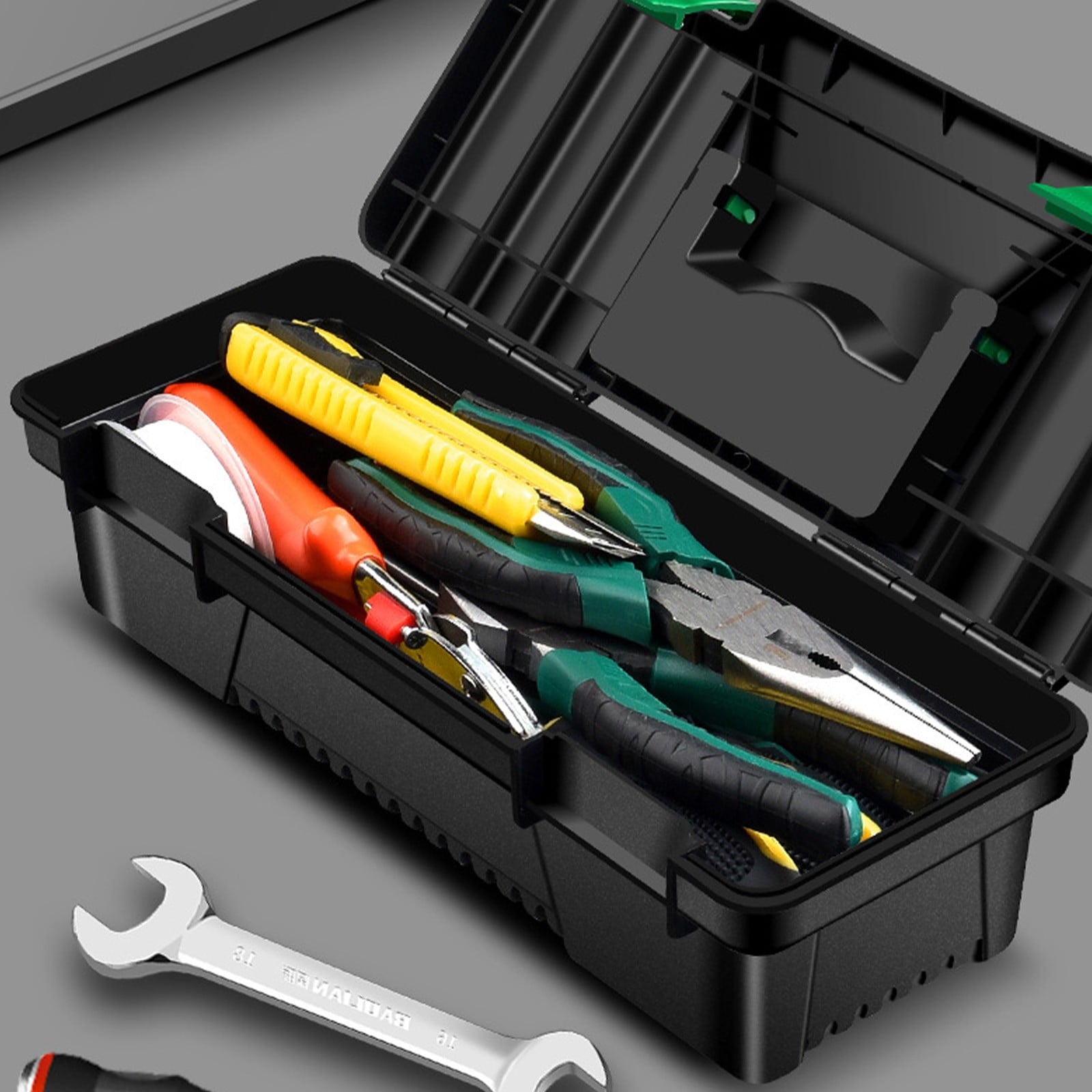 Small Tool Box 10-inch Plastic Tool Boxes With Handle Removable Tray With Double Lock Secured Toolbox For Home - Image 3
