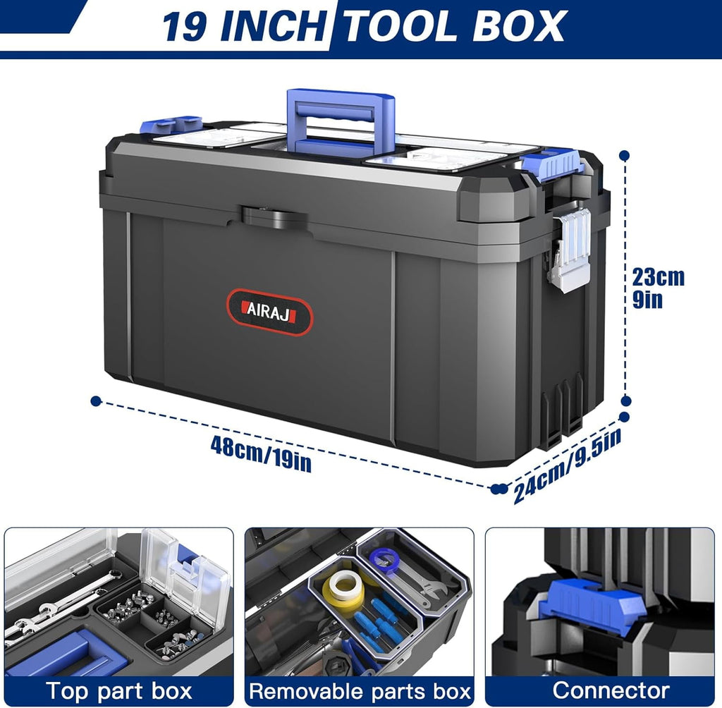 3 IN 1 Rolling Tool Box With Wheels,Stackable Modular Tool Storage Organizer & Removable Small Parts Trays for Garage Workshop Home Storage - Image 4