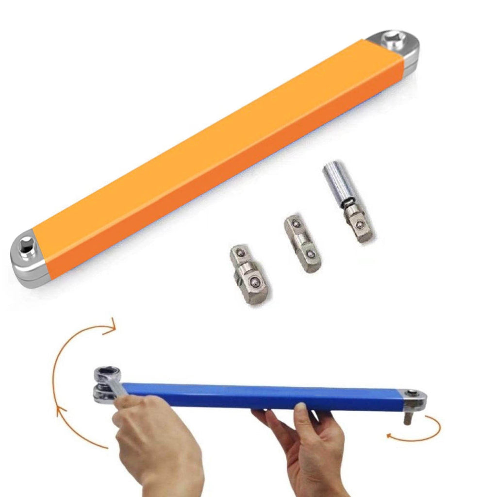 Offset Extension Wrench, Tight Reach Extension Wrench Set, with 1/2", 1/4" and 3/8" Square Drive Adapters, Universal ... - Image 3
