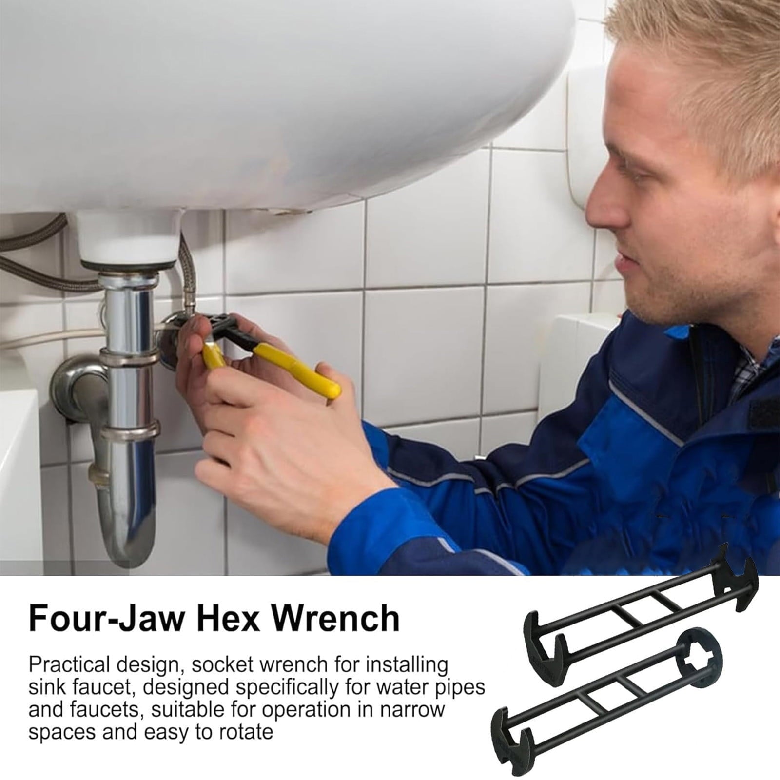 Wrench Set for Sink, Water Pipe, Angle Valves Maintenance - 360° Rotation, Alloy Steel, Versatile for Kitchen, Bathroom - Image 4