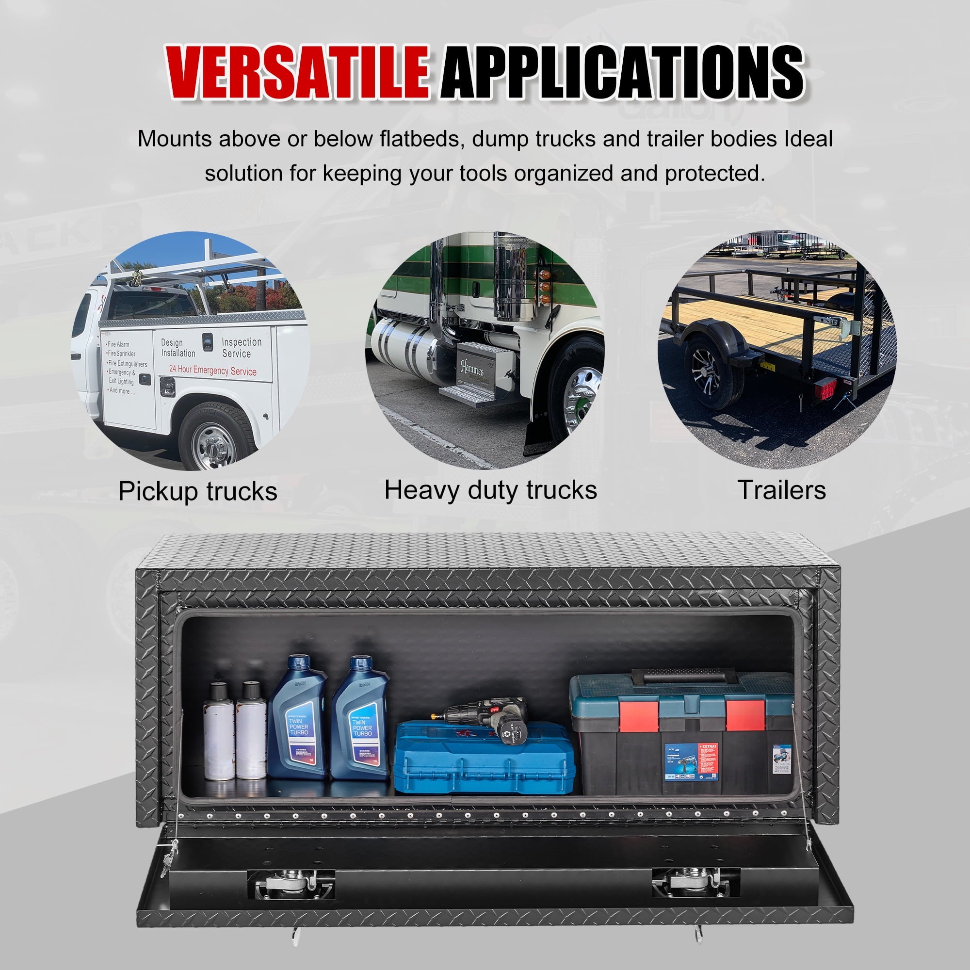 Aluminum Underbody Truck Tool Box Heavy Duty Underbed Toolbox Tool Storage Organizer Chest With Lock And Keys, Waterp... - Image 6