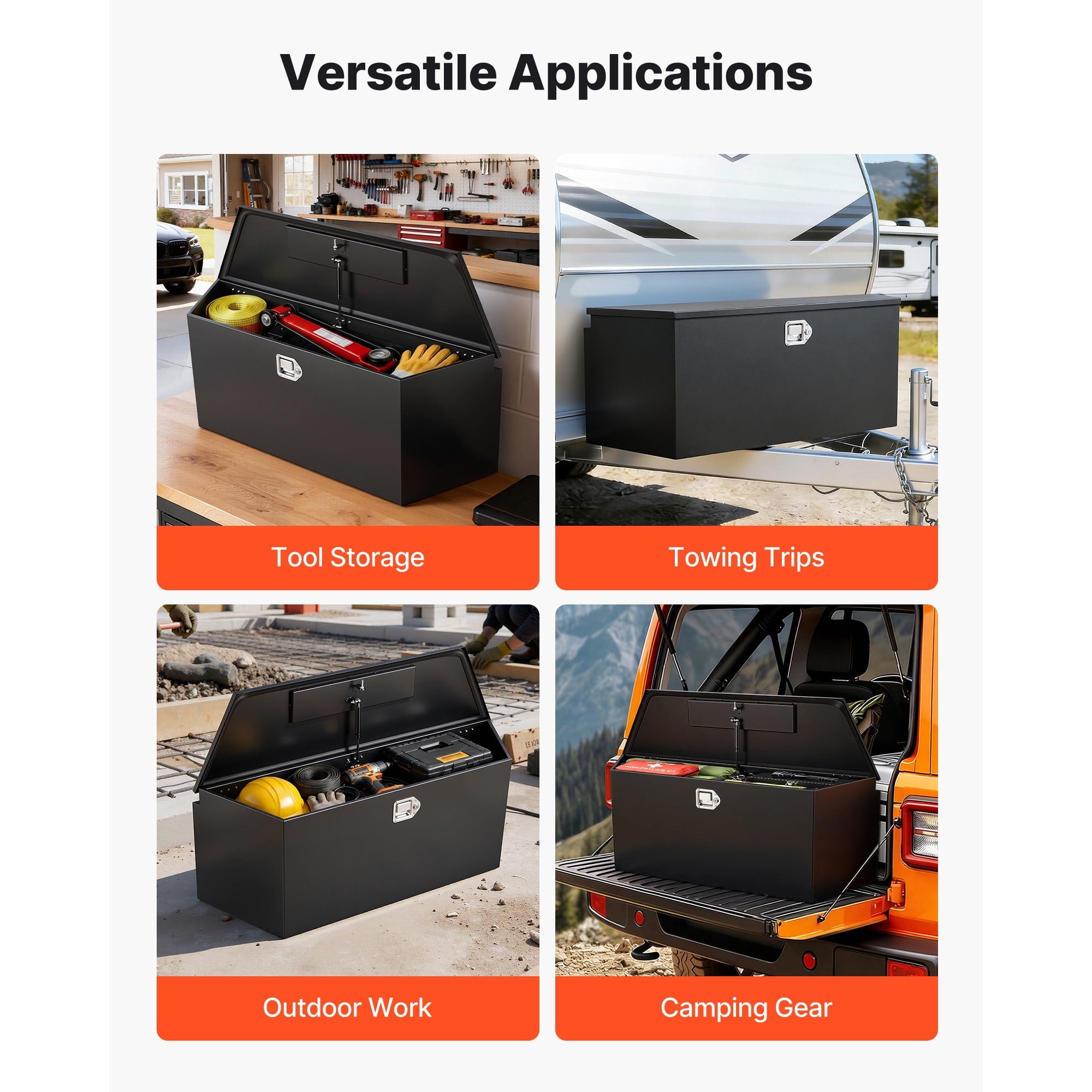 Steel Trailer Tongue Tool Box, 49" x 13.9" x 18.5" Storage Organizer with Lock and Keys, Durable Utility Chest for Tr... - Image 6