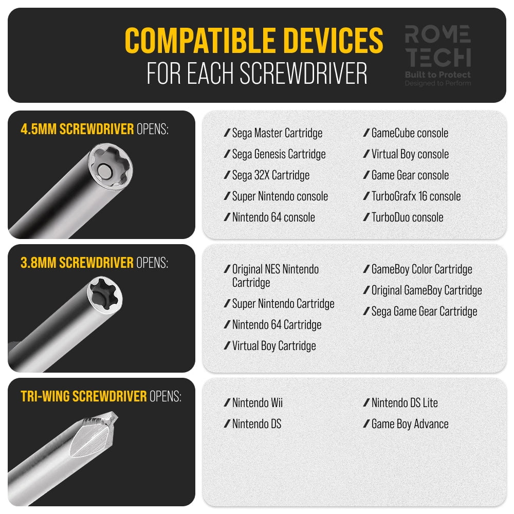 Gamebit Screwdriver 3.8mm 4.5mm & Tri-Wing Screwdriver Gameboy Set - Image 4