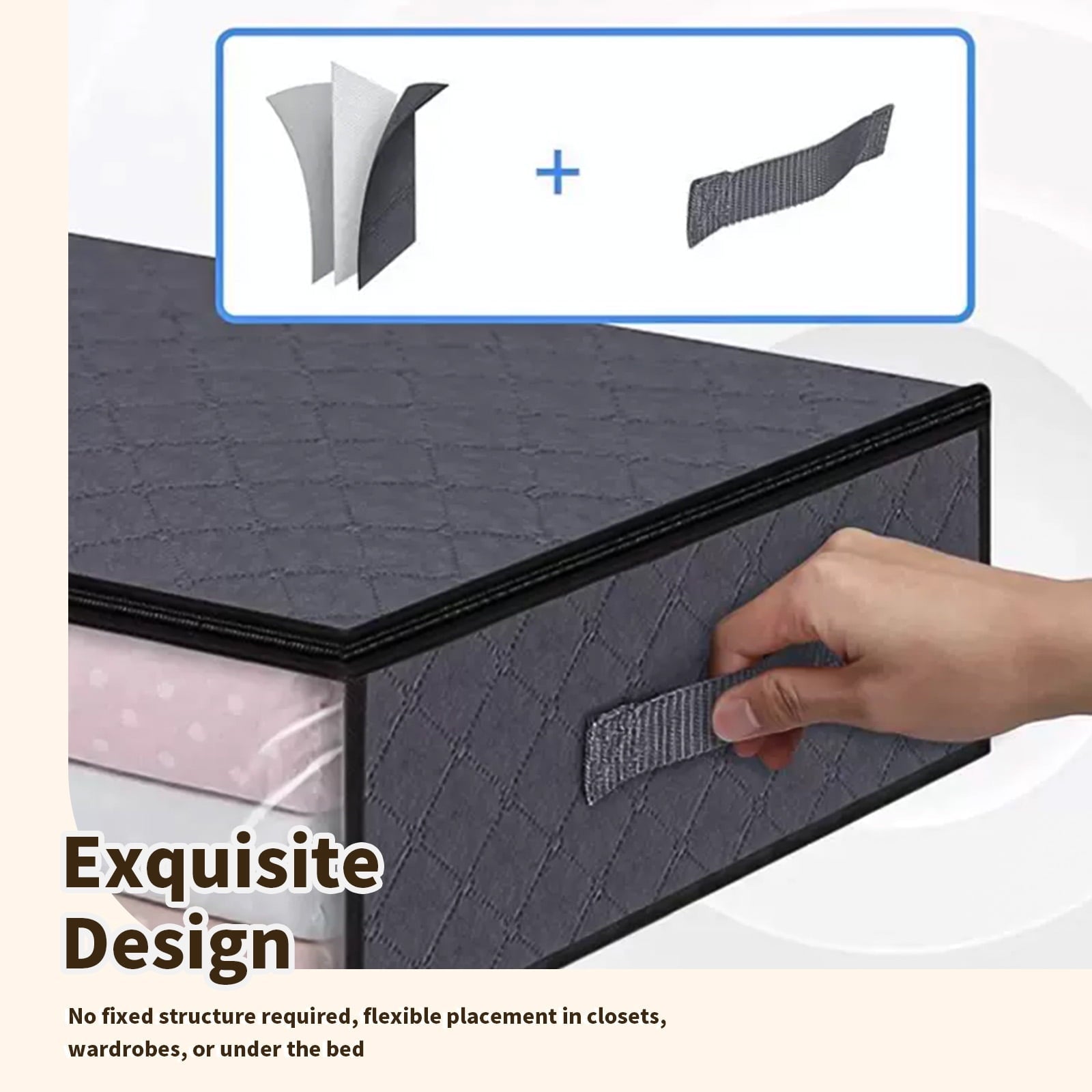 Underbed Storage Bag 90L, 3 Large Bins with Reinforced Handles Containers, Visible Clothes Storage Bags for Blanket Pillow Quilts, Closet Organizers
