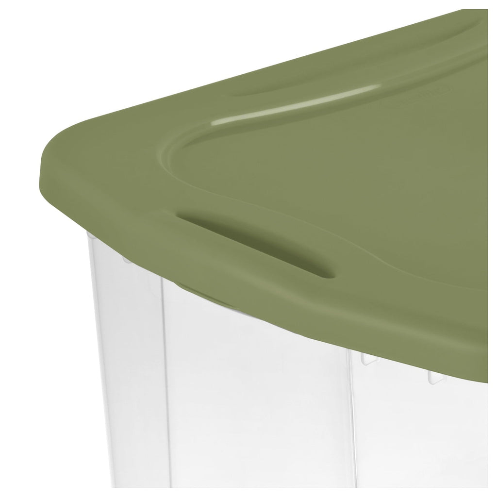 EZ Carry 70 Quart Large Storage Bin, Clear Plastic Storage Container with Full-Grip Handles, Green