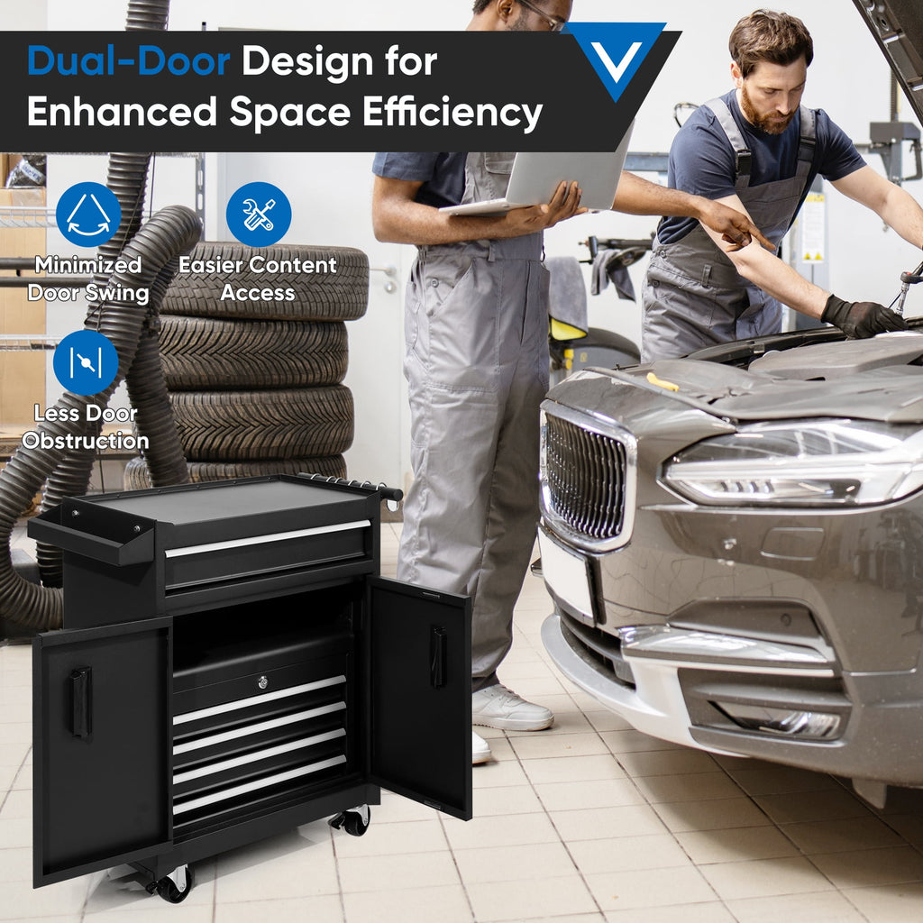 26-Inch Chest & Storage Cabinet, 5 Drawers Rolling Chest with Detachable Top Box for Garage Warehouse Workshop, Rolli... - Image 5
