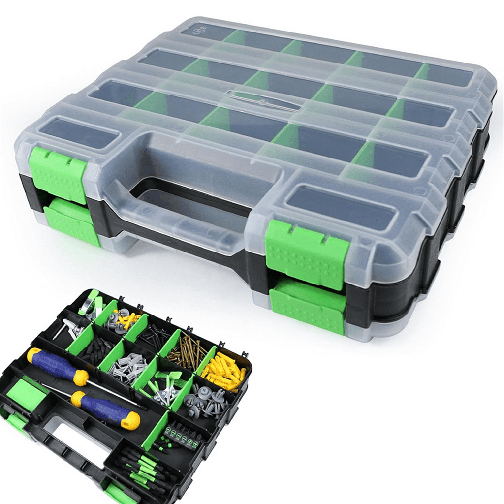 Box with 34 Compartments Hardware Storage Container for Nuts Small Parts Screw Fasteners,1 x Tool Box,Green - Image 2