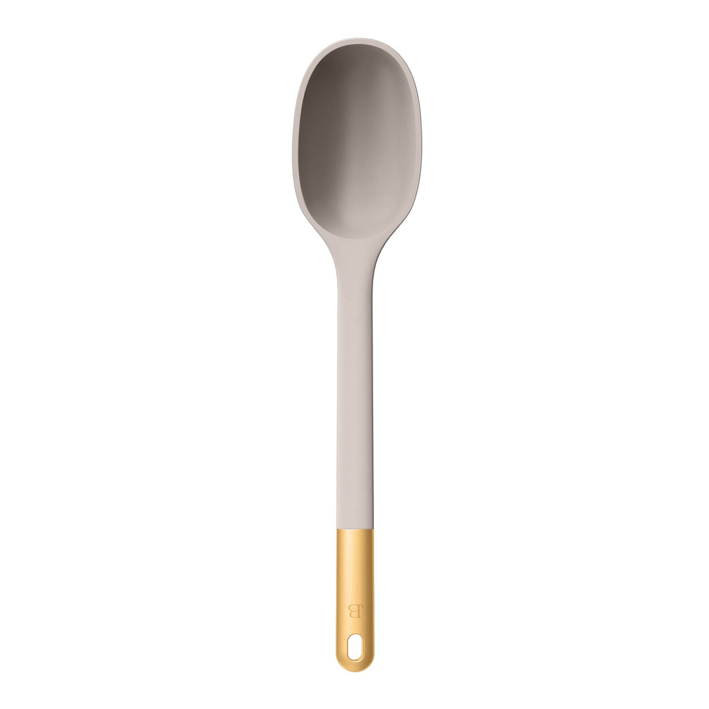 6-Piece Silicone Kitchen Utensil Tool Set with Rotating Rack by Drew Barrymore, Porcini Taupe