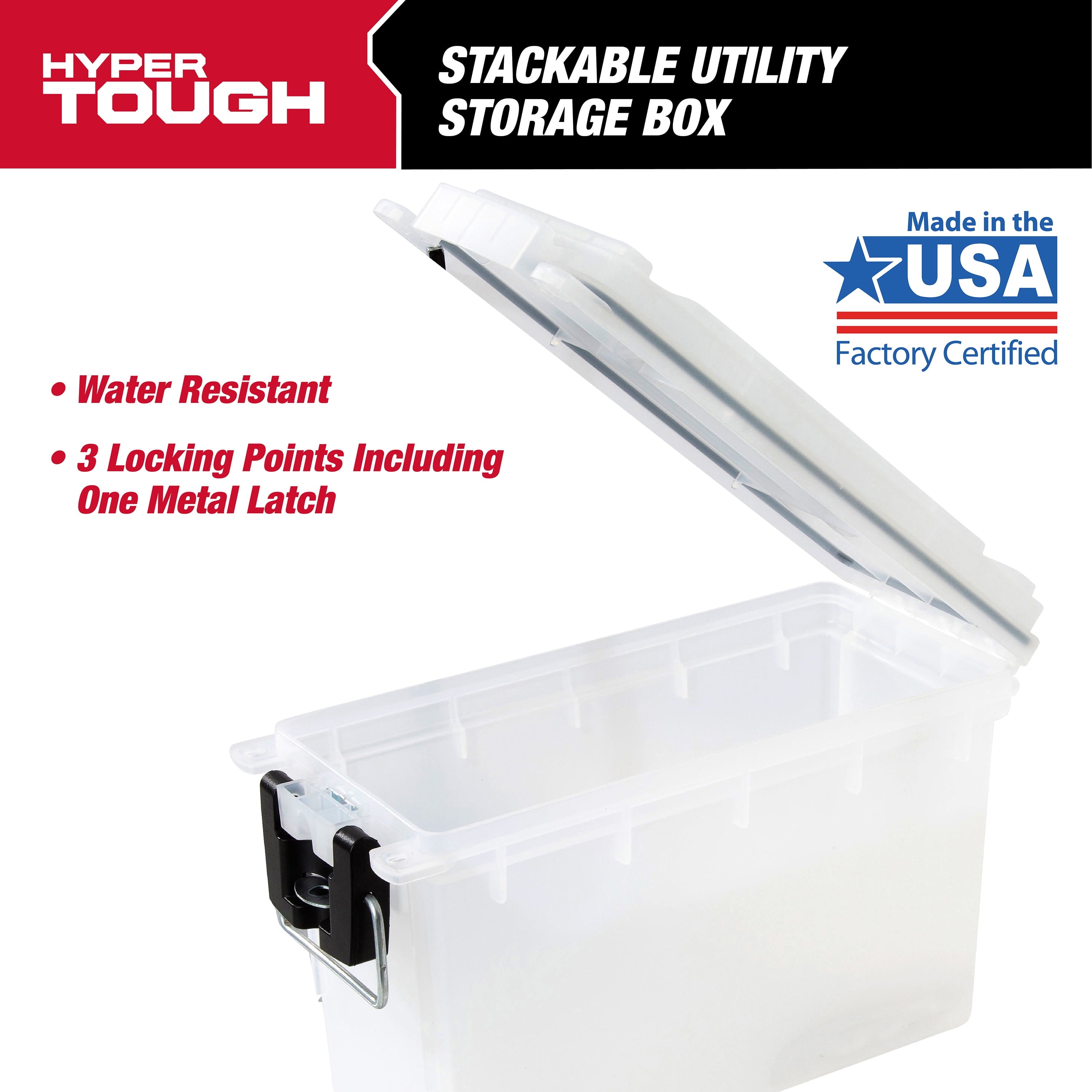 Hyper Tough Frost Locking and Stacking Utility and Tool Box, Durable Plastic 11.5" x 5.06" x 7.25" - Image 2