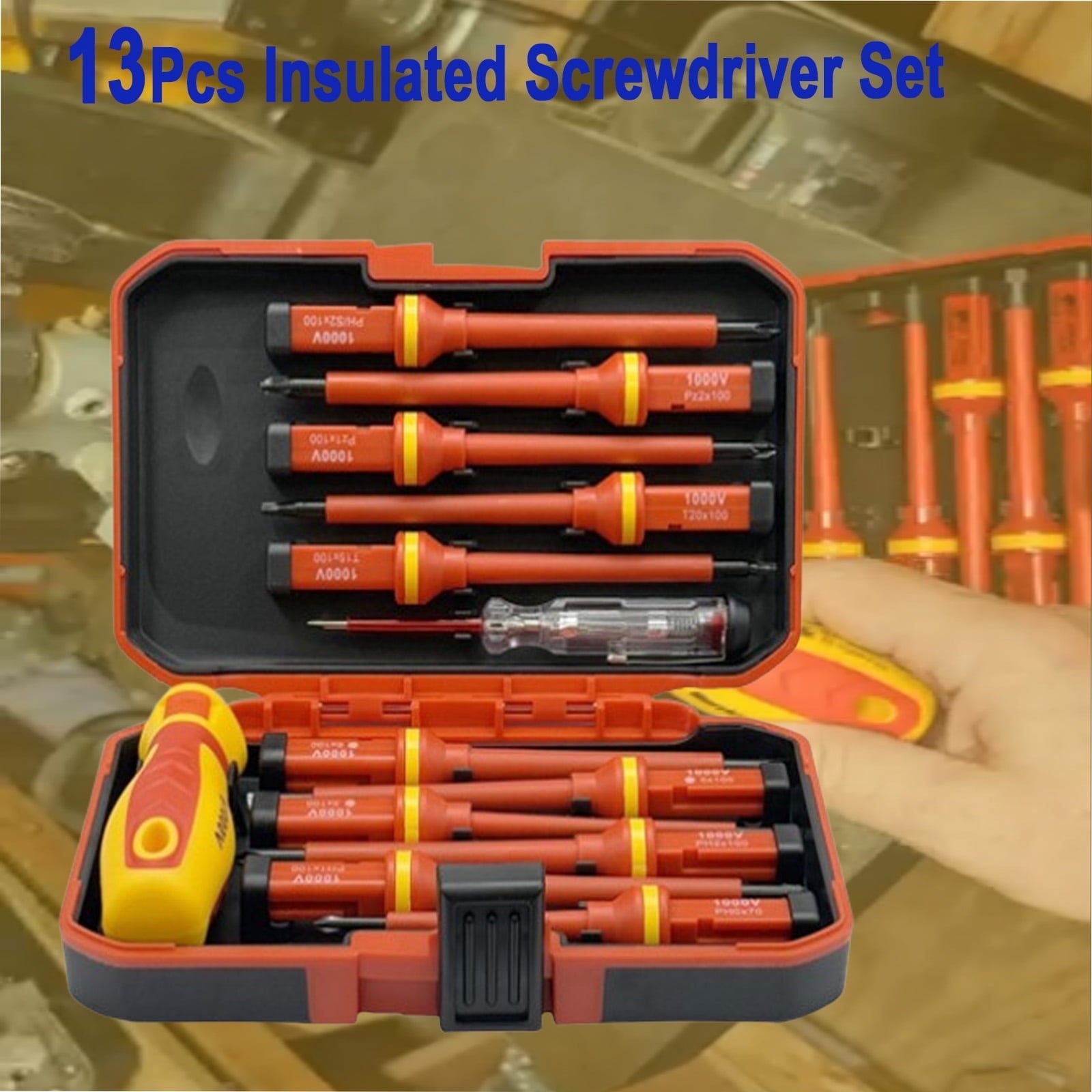 12-in-1 Magnetic Insulated Screwdriver Set - 1000V Voltage Proof Slotted Tools for Electricians - Image 3