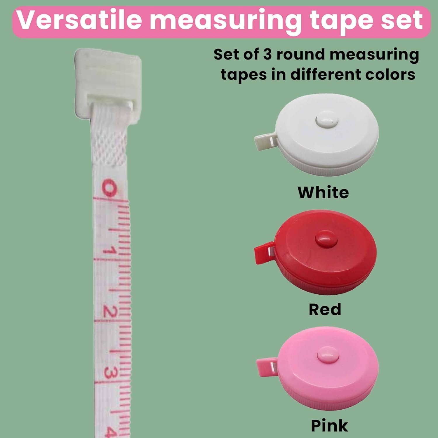 Measuring Tape Set – Pack of 3 Retractable Soft Tape Measures for Body, Waist, Sewing, Tailoring, Crafting, DIY, Knit... - Image 2