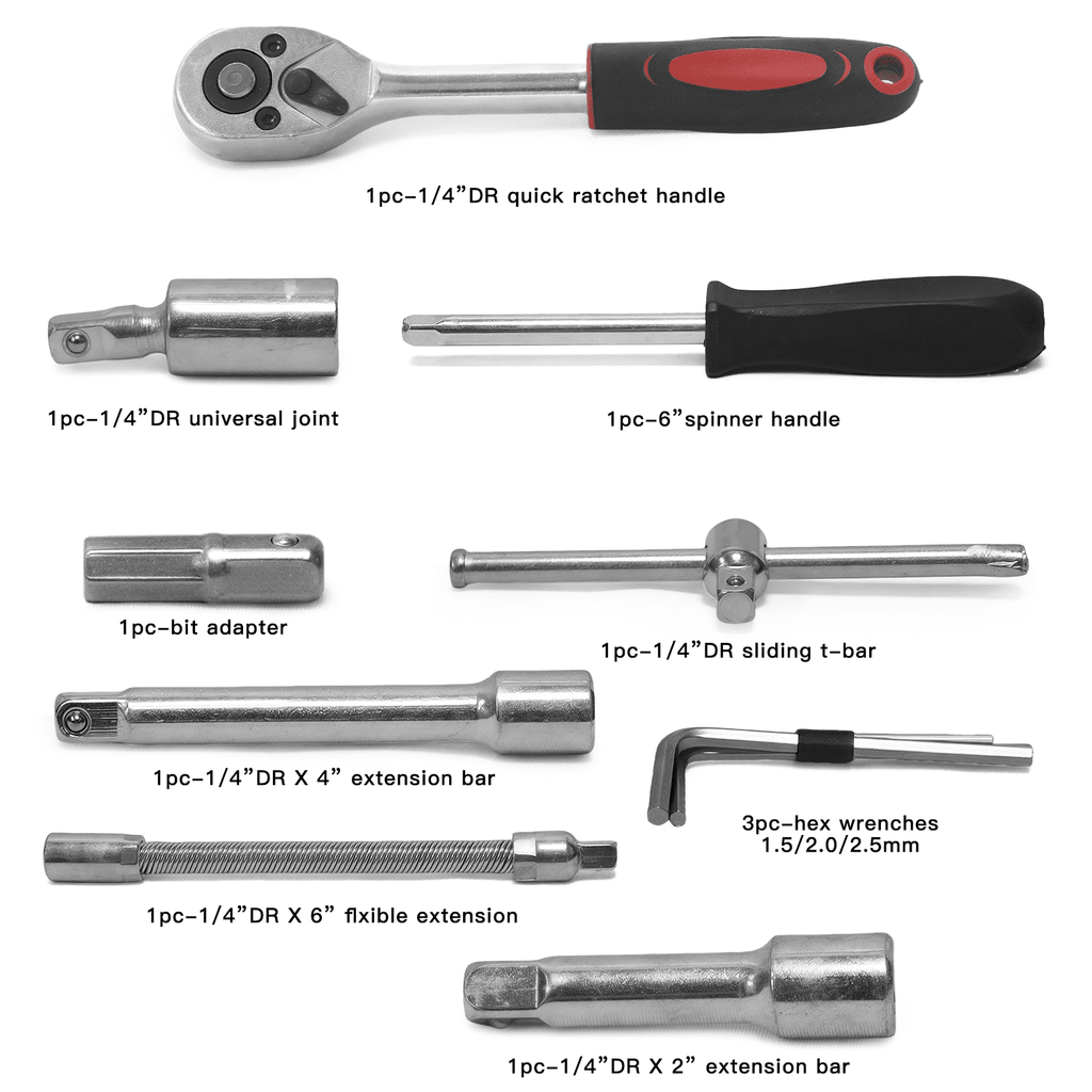 Socket Ratchet Wrench Set, 46 Pieces Screwdriver Kit with Metric Bit Sockets and Extension Bar, 1/4 inch Drive Socket... - Image 3
