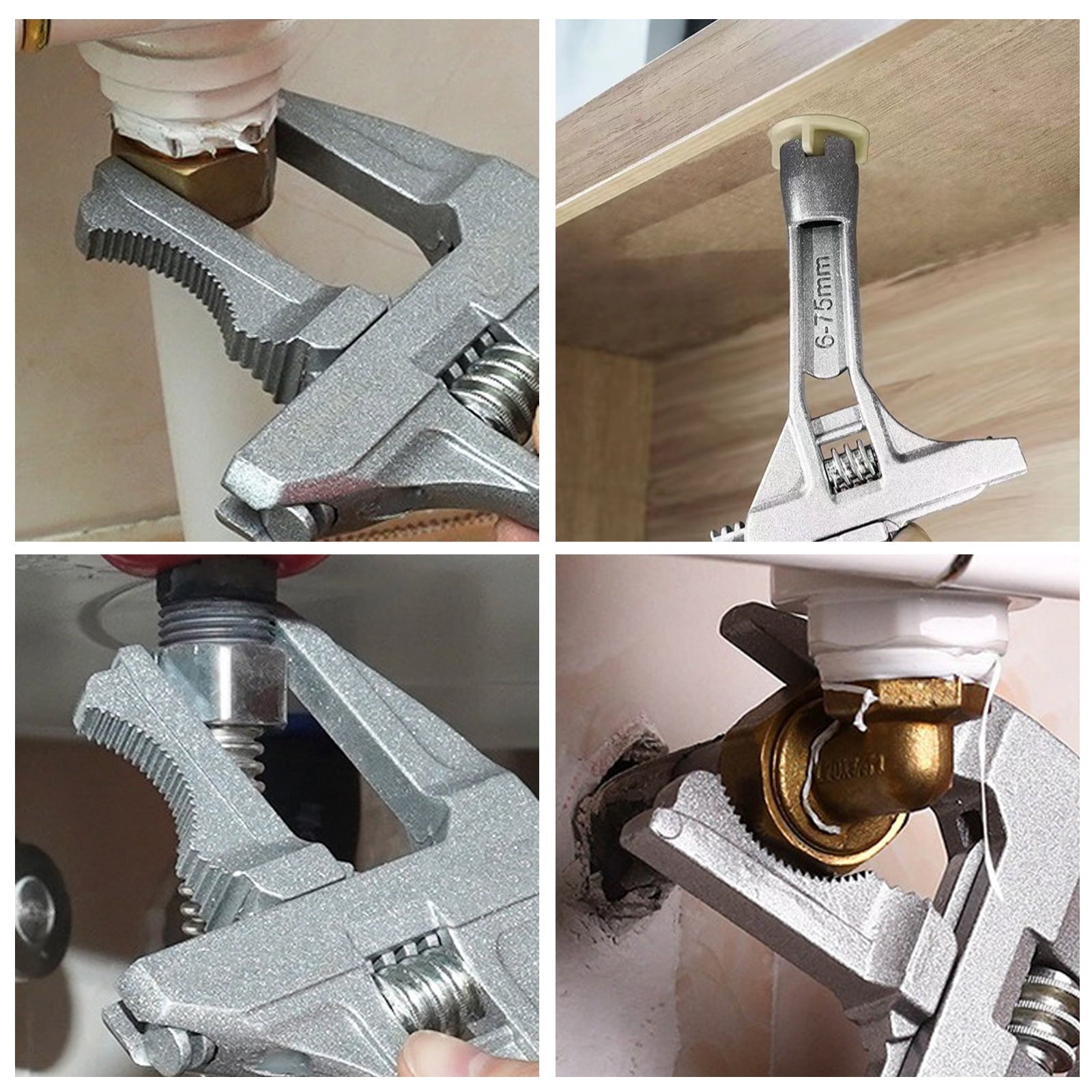 6-piece sink wrench set, 8-in-1 sink and bathroom faucet wrench, adjustable wrench with wide jaws and short handle, 1... - Image 2