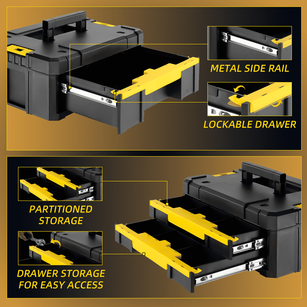 Tool Box with Wheels – 5 in 1 Modular Tool Organizer System, Portable Tool Box with Drawers for Garage Storage, Home ... - Image 3