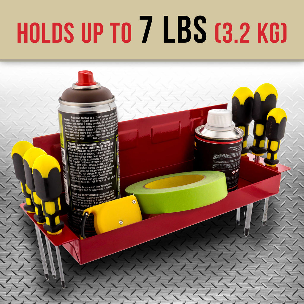 TCP Global 12" Magnetic Tool Box Tray with Screwdriver Holder - Steel Storage Shelf Bin, Holds 6 Screwdrivers, Store Hand Tools, Auto Parts - Image 4