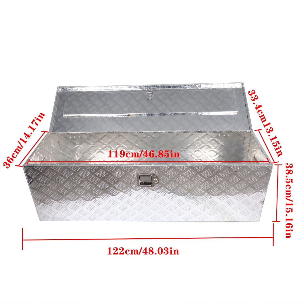 LABLT 49 inch Aluminum Diamond Plate Tool Box Pick Up Truck Bed Storage Chest Box RV Trailer Organizer Lock W/Key Silver - Image 3