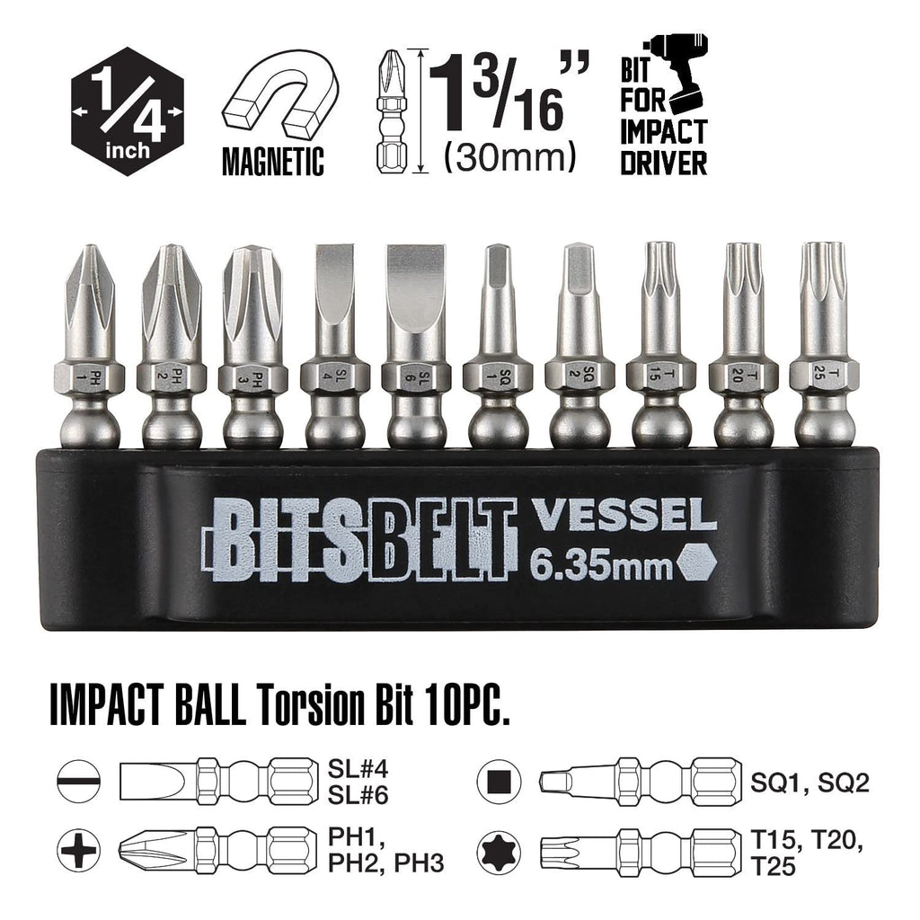 Vessel Tools BALL GRIP Ratchet Interchangeable Screwdriver with 10 PC. Bit Set - Image 5