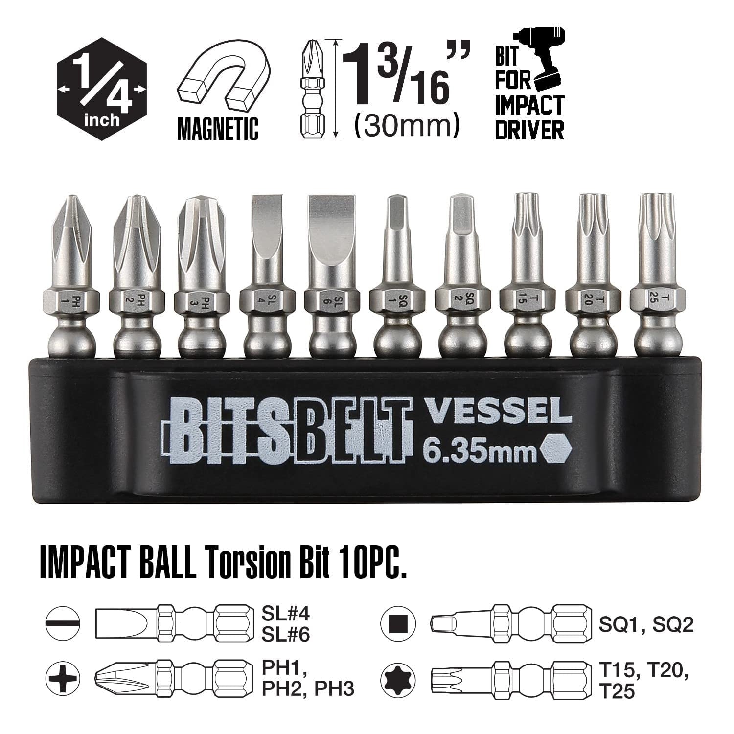 Vessel Tools BALL GRIP Ratchet Interchangeable Screwdriver with 10 PC. Bit Set - Image 5