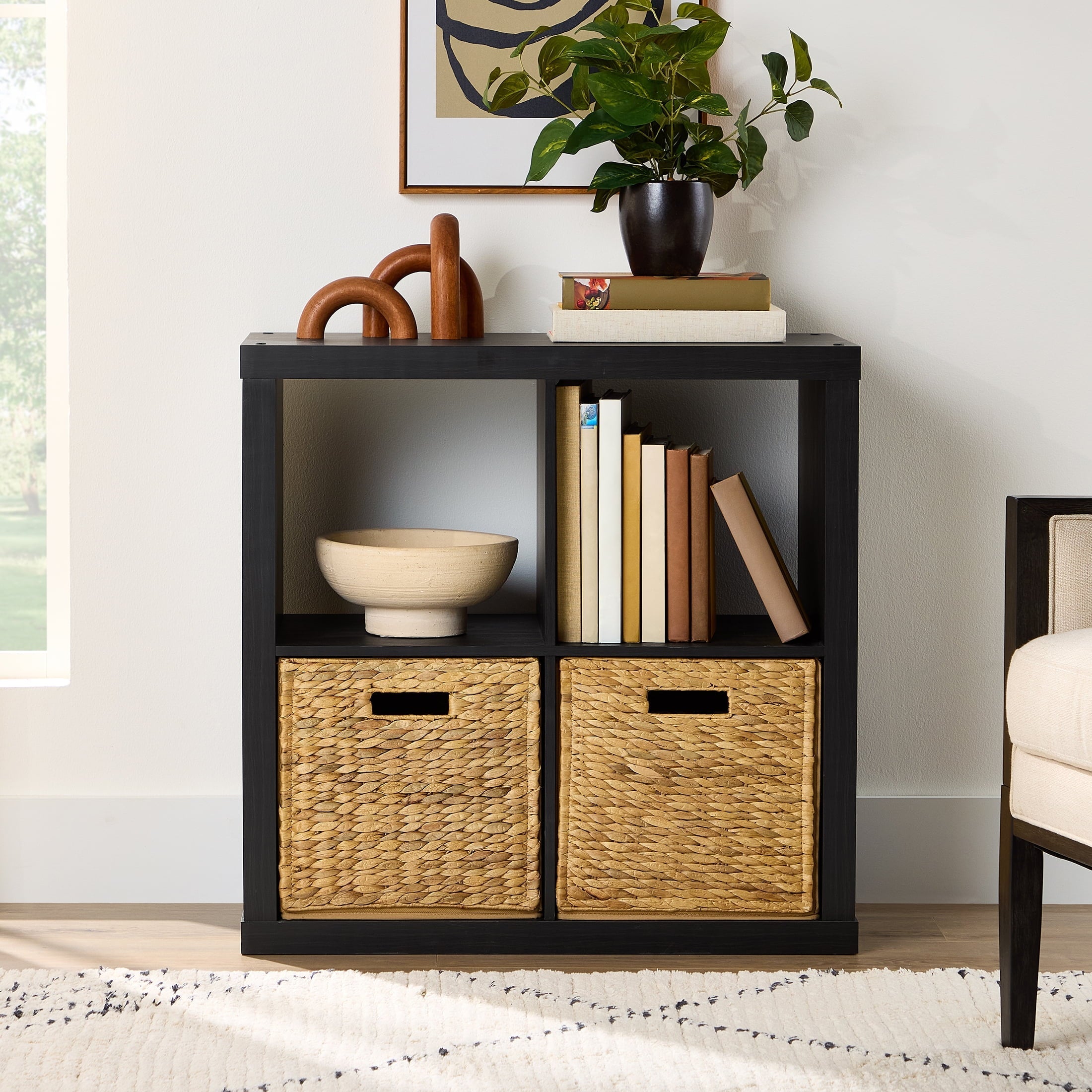 Better Homes &amp; Gardens 4 Cube Storage Organizer, White Texture