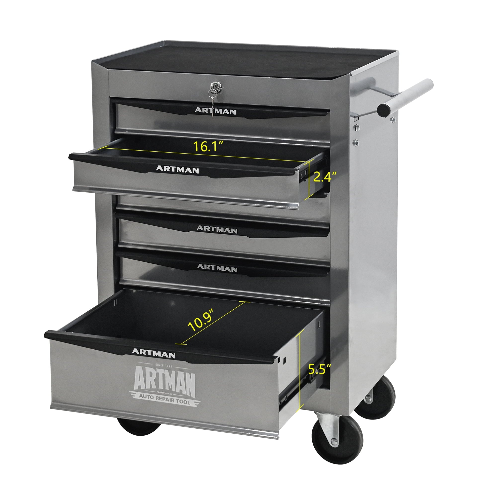 20" 6-Drawer Tool Chest Cabinet with Ball Bearing Drawer Slides, Steel Tool Storage Box Organizer for Garage Workshop... - Image 2