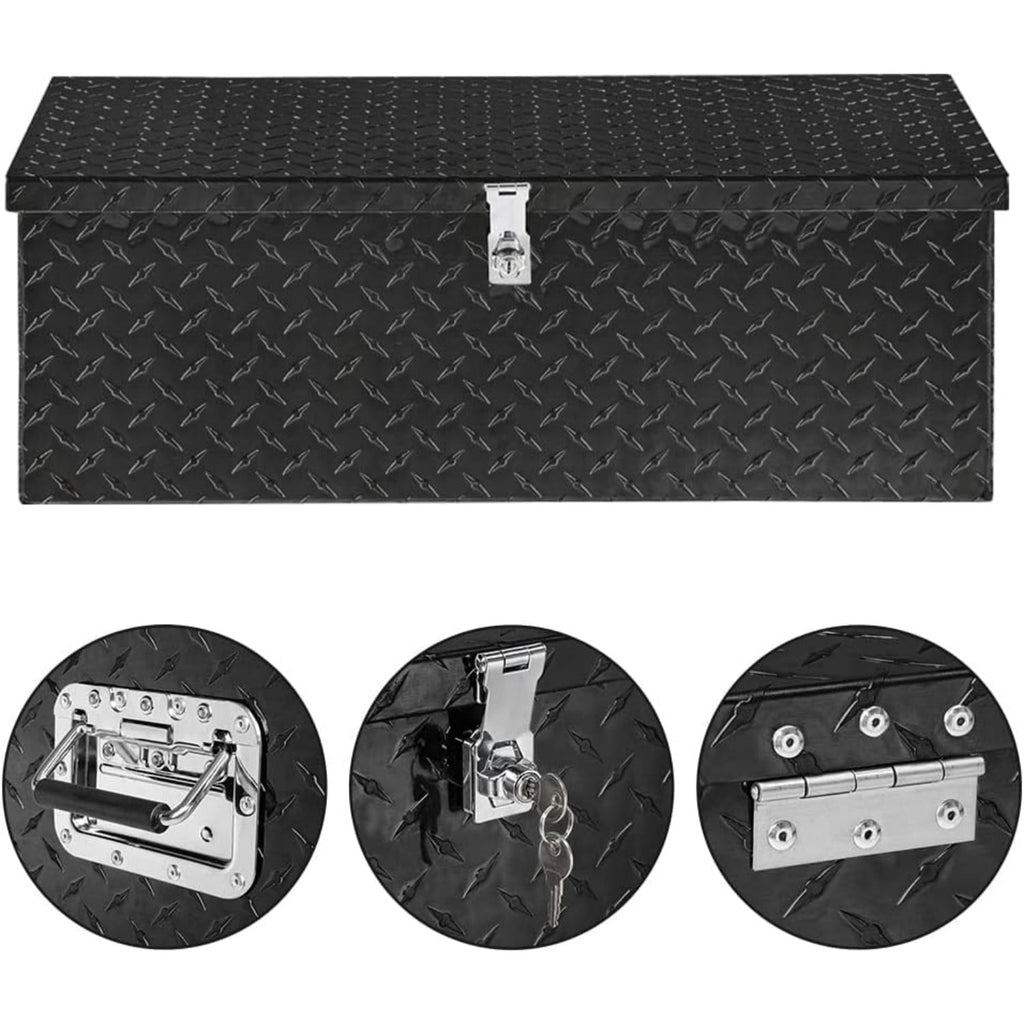 30" Bed Tool Box, Aluminum Tool Storage Organizer Chest for Pick up, Bed, RV Trailer - Image 4