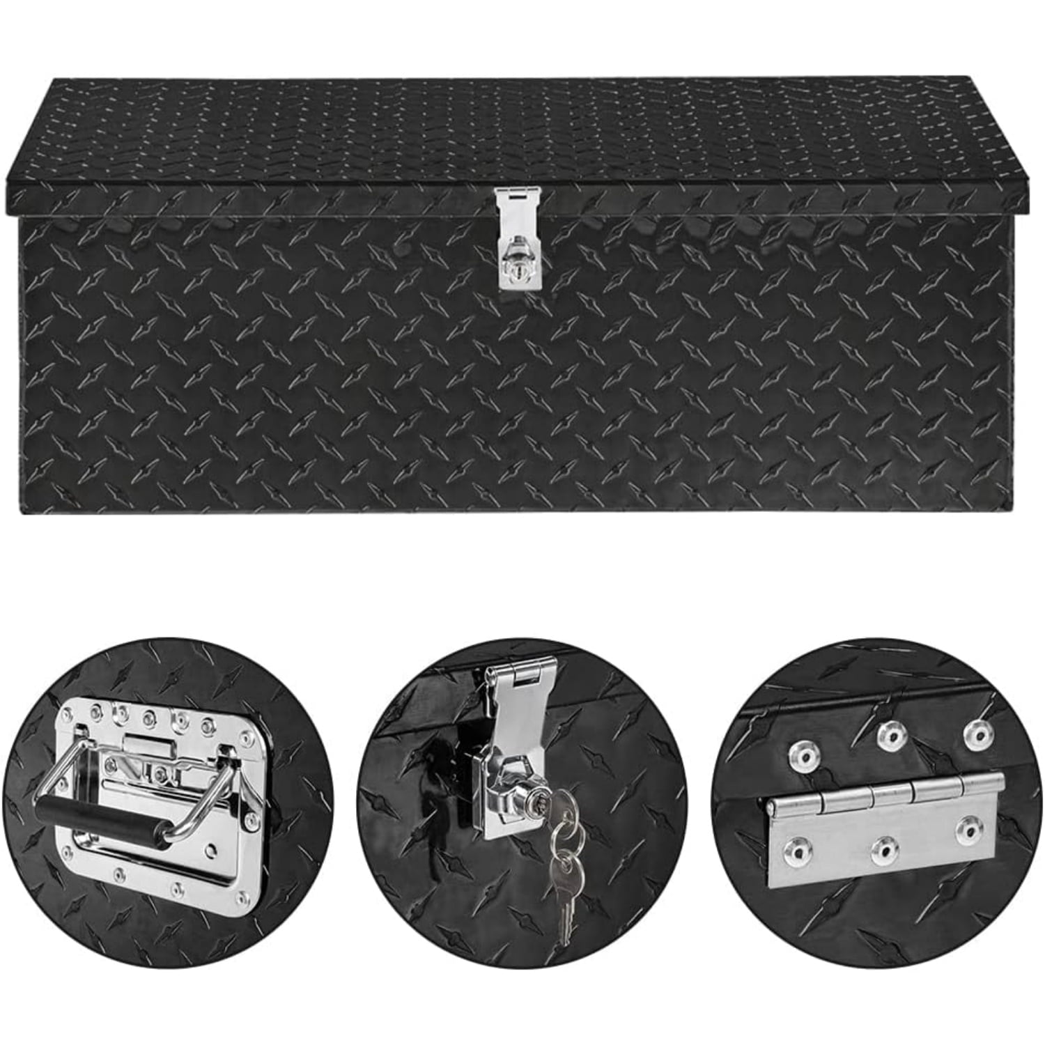 30" Bed Tool Box, Aluminum Tool Storage Organizer Chest for Pick up, Bed, RV Trailer - Image 4