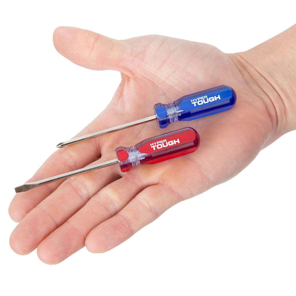 Hyper Tough 2-Piece Acetate Handle Mini Pocket Screwdriver, 4 1/2-inch Screwdriver Set, Includes 1 Phillips & 1 Flat Head - Image 3