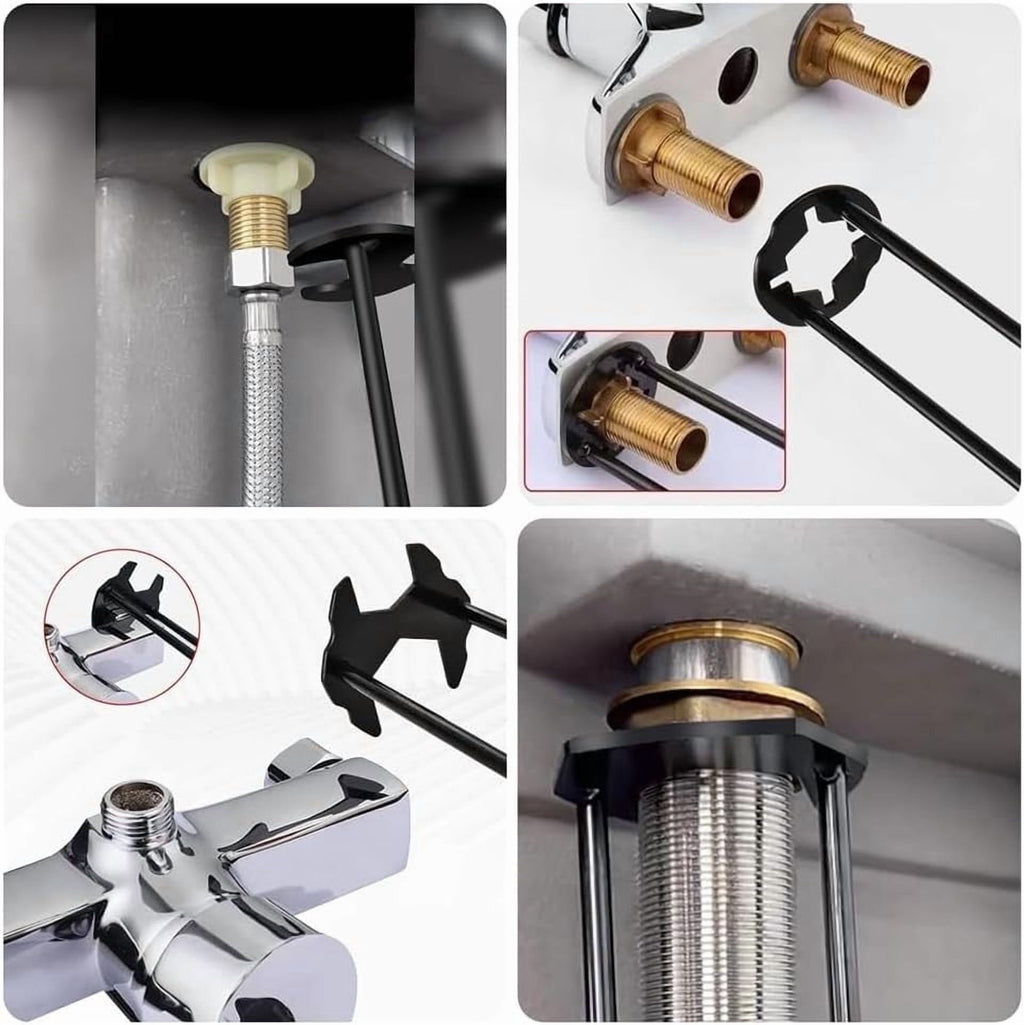 Set of 2 Basin Wrench - Heavy Duty Sink & Faucet Tool | Multifunctional Four-jaw Hex Wrench for Under Sink & Tub Drai... - Image 3